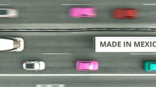 Videohive - Trailer Trucks with MADE IN MEXICO Text Driving Along the Road - 32340822