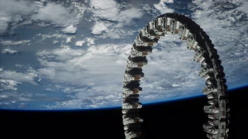Videohive - Futuristic Space Station on Earth Orbit - 32355526