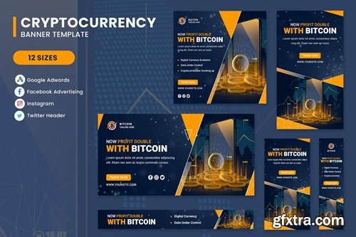 Cryptocurrency Bitcoin Banner Set Template