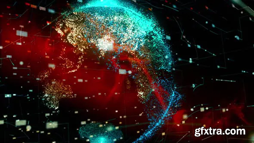 Videohive Planet On Red Digital Data Background 28492483