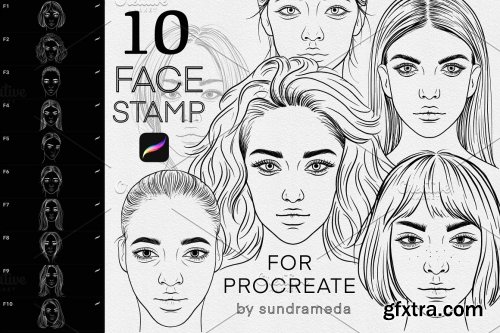 CreativeMarket - Face Stamp Brushes Procreate 5909479