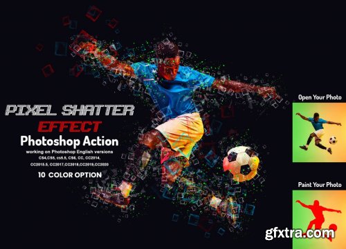 CreativeMarket - Pixel Shatter Effect PS Action 6034055