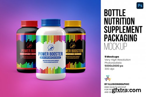 CreativeMarket - Bottle Nutrition Supplement Mockup 6142777
