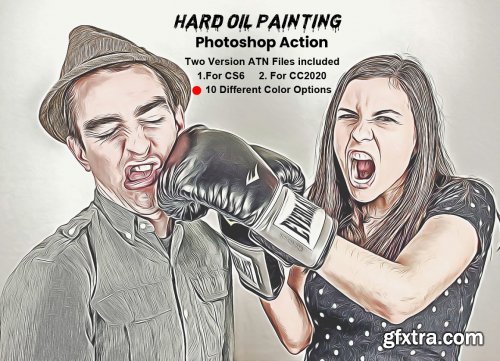 CreativeMarket - Hard Oil Painting Photoshop Action 5676840