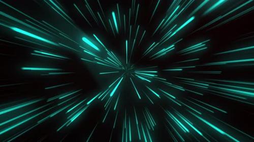 Videohive - Looped animation. Neon green light tunnel with moving rays - 28781594
