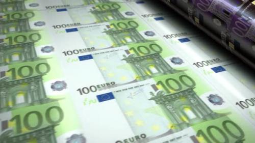 Videohive - Euro money banknotes printing seamless loop - 32379406