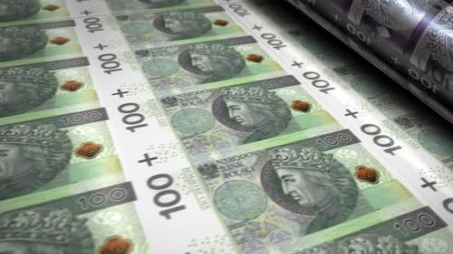 Videohive - Polish Zloty money banknotes printing seamless loop - 32397932