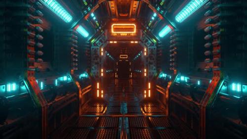 Videohive - Flying in a Spaceship Tunnel a Scifi Shuttle Corridor - 32441774