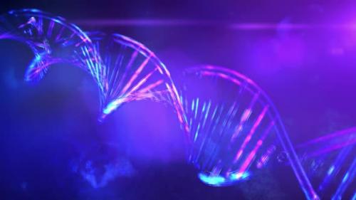 Videohive - Computer Model Of DNA Thread Close-Up, Animation 4K - 32385869