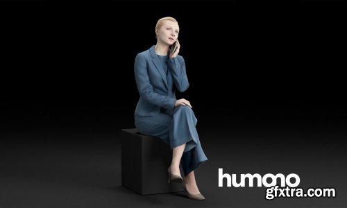 Humano Elegant business woman sitting talking on the phone 0120 3D model