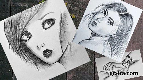 How to draw girl\'s face I Hand Holding Sketches I Pencil Sketches I Different expressions I Drawing