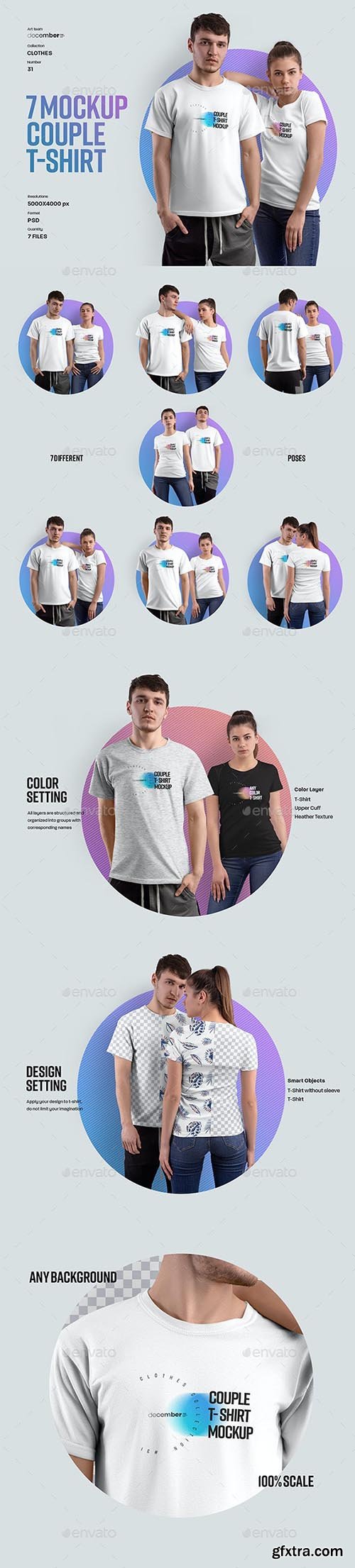 GraphicRiver - 7 Mockups Couple T-Shirt 31834460