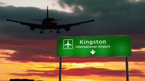 Videohive - Plane landing in Kingston Jamaica airport - 32491150