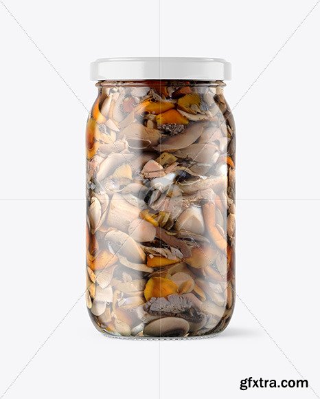 Clear Glass Jar with Mushrooms Mockup 84402