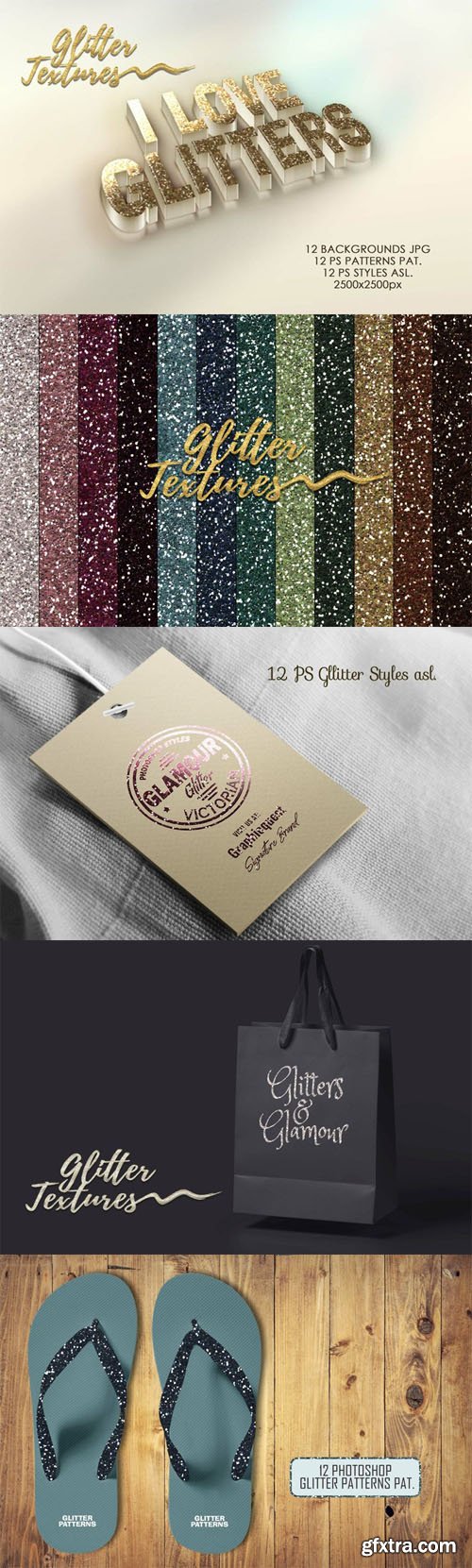 12 Glitter Textures Pack - Photoshop Styles & Patterns