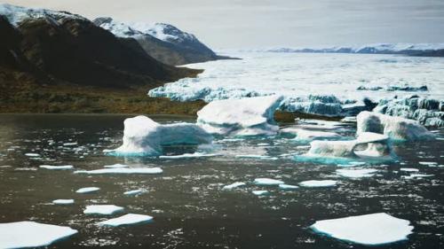 Videohive - Antarctic Icebergs Near Rocky Beach - 32496704