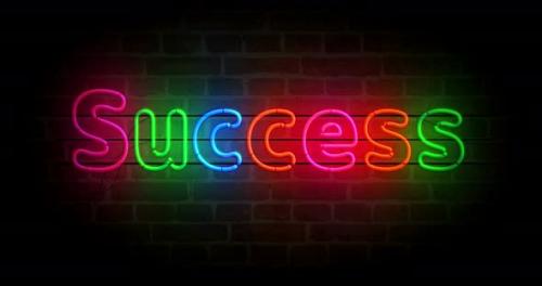 Videohive - Success symbol neon on brick wall loop - 32511890