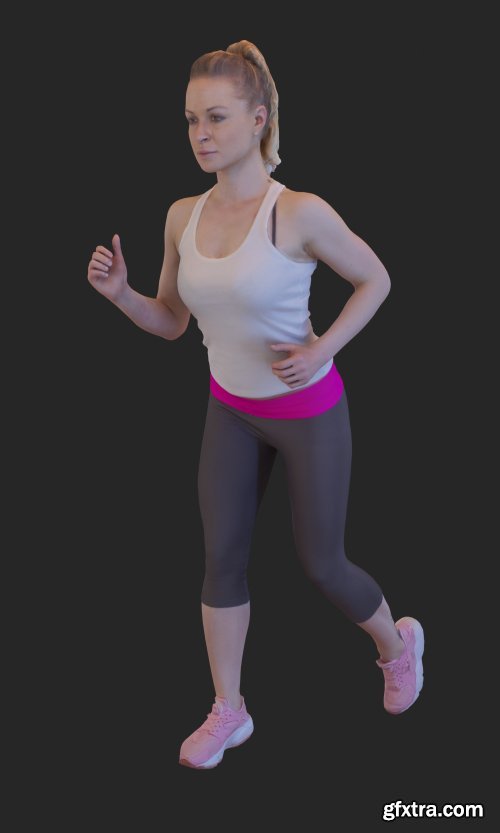 Fit girl running 3D model