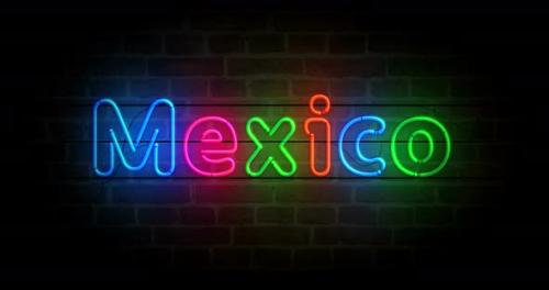 Videohive - Mexico city symbol neon on brick wall loop - 32540456