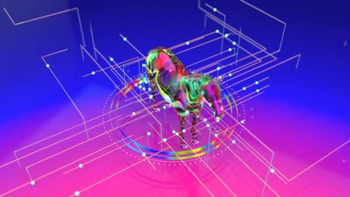 Videohive - Abstract art of the blockchain concept with a horse - 32541798