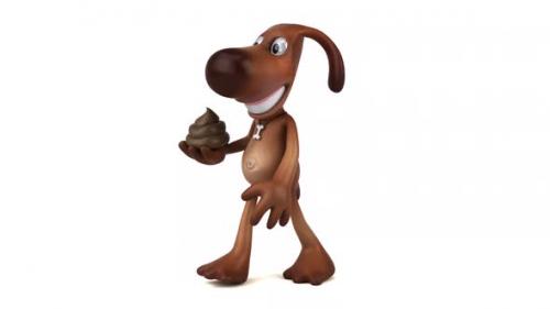 Videohive - Fun 3D cartoon dog walking with a poop - 32541800