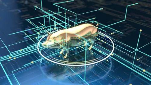 Videohive - Abstract art of the blockchain concept with a pig - 32541812