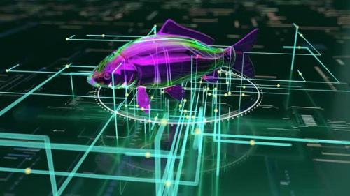 Videohive - 3D Abstract art of a Fish in the blockchain - 32553545