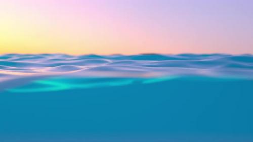 Videohive - Blue Ocean Water Surface And Underwater With Sunset - 32561642