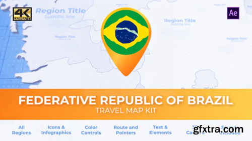 Videohive Brazil Map - Federative Republic of Brazil Travel Map 32558056