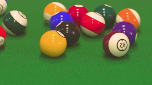Videohive - Smashing Billiard Balls Closeup in Slow Motion - 32559006