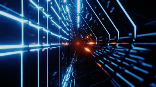 Videohive - Endless Futuristic Space Tunnel with Neon Lights - 32563417