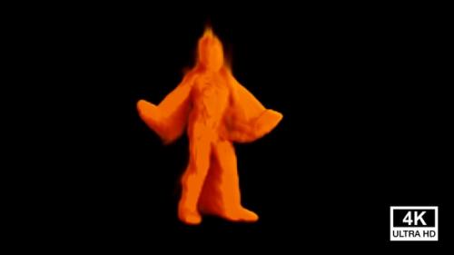 Videohive - Hip Hop Dancing Orange Smoke Man 4K - 32579778