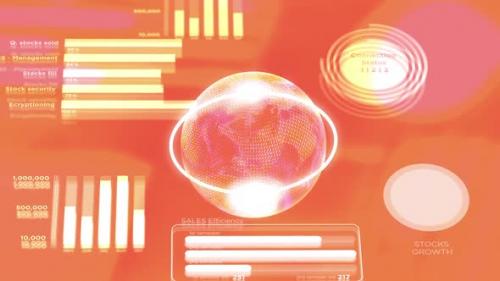Videohive - Globe in the Middle of Corporate Data Financial HUD - 32580112