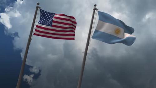 Videohive - Waving Flags Of The United States And The Argentina 2K - 32590691