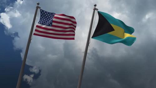 Videohive - Waving Flags Of The United States And The Bahamas 4K - 32591245