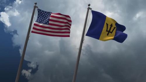 Videohive - Waving Flags Of The United States And The Barbados 2K - 32591670