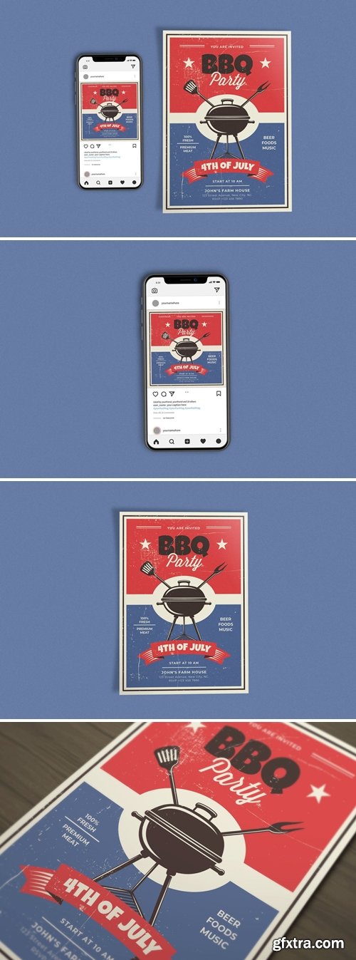 BBQ Party 4th of July Template Set
