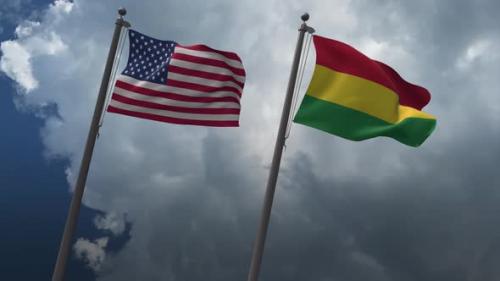 Videohive - Waving Flags Of The United States And The Bolivia 4K - 32601934