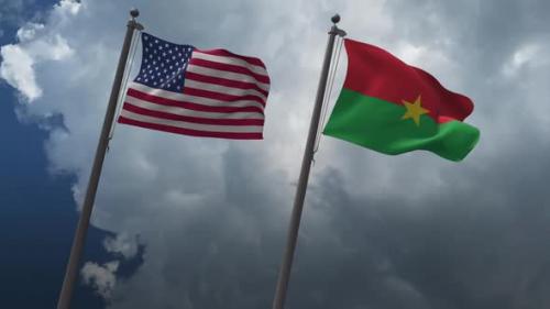Videohive - Waving Flags Of The United States And The Burkina Faso 2K - 32605823