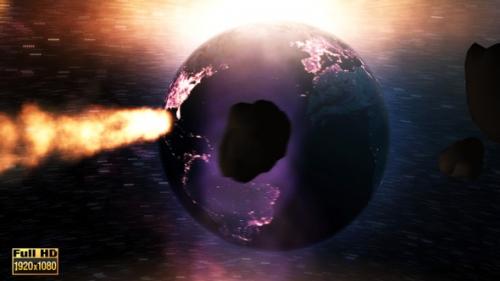 Videohive - Earth Colliding with Asteroids - 32615770
