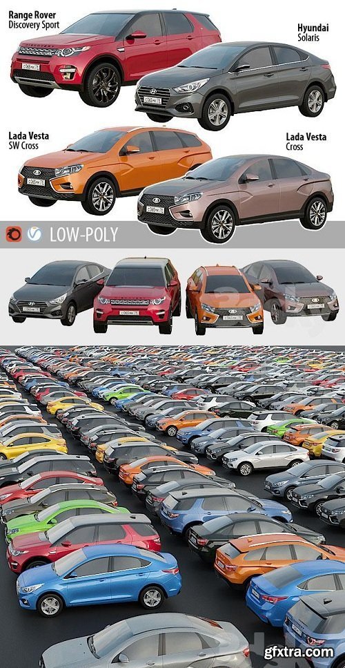 Set of Low Poly Cars 3d models