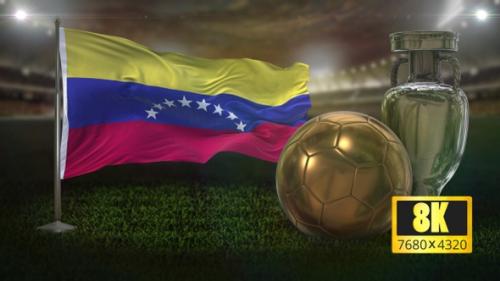 Videohive - 8 K Venezuela Flag with Football And Cup Background Loop - 32669233