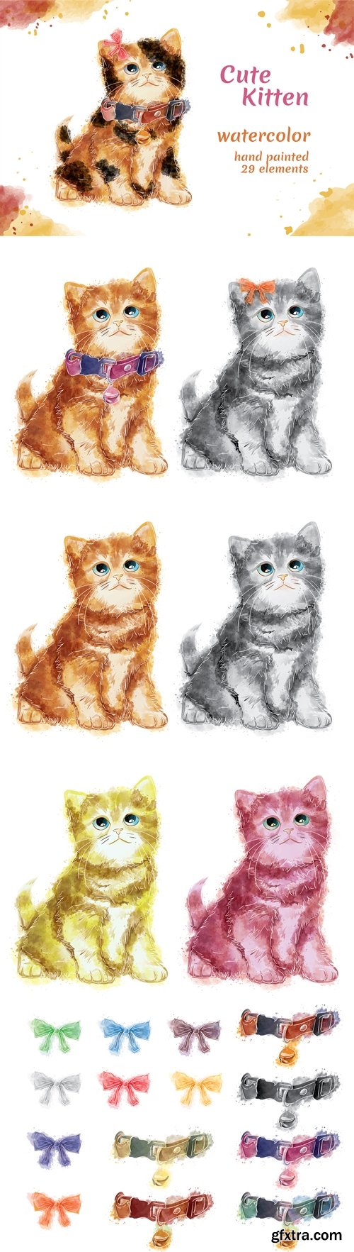 Kitten - 29 Watercolor for Adobe Illustrator
