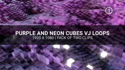 Videohive - Purple And Neon Cubes - 32669267