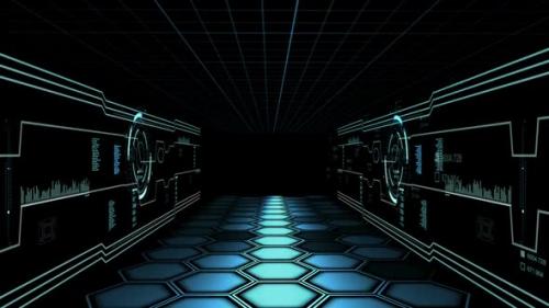 Videohive - Corridor With Hud Servers In Data Center - 32685082