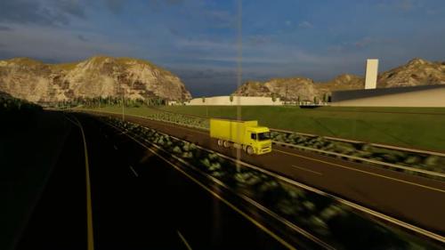 Videohive - Yellow Color Freight Truck Driving Highway - 32693203