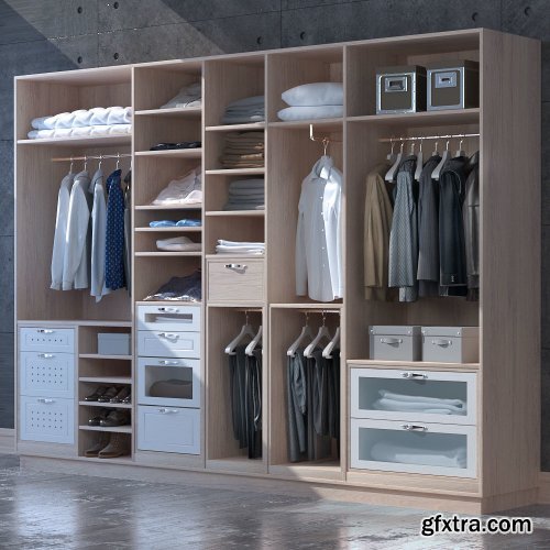 Cgtrader - Set for clothes and shoes cabinet