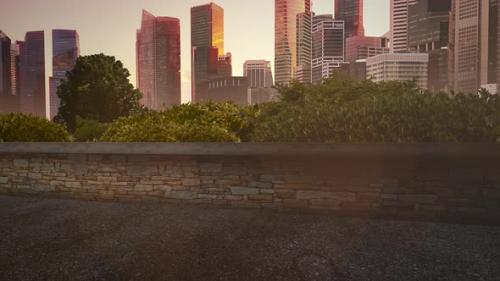Videohive - Panorama of city landscape with many big buildings and park in summer day - 32698678