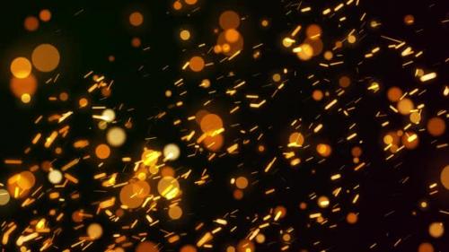 Videohive - Flying Golden Particles Fire Sparks Seamless Looped Background - 32701695
