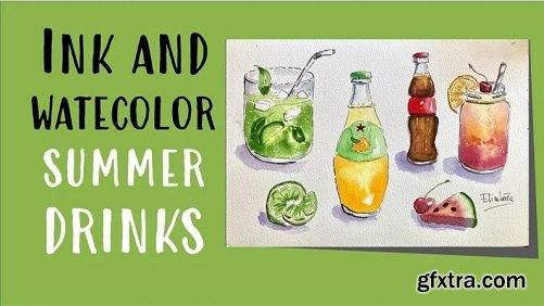 Ink and Watercolor Summer Drinks | Easy Food Illustration
